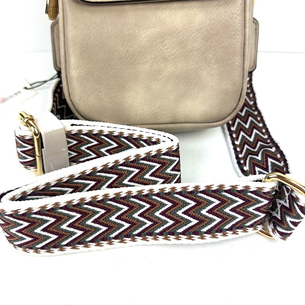 BOSTANTEN Crossbody Bag Tan Brown Handbag Purse Womens Guitar Strap Brand New - Picture 2 of 12